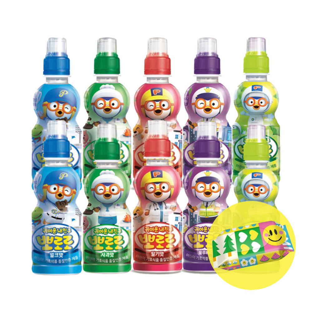 뽀로로 어린이 음료수 혼합 10개+휴대용 아기물티슈 10매 딸기 밀크 사과, 235ml 11,020원