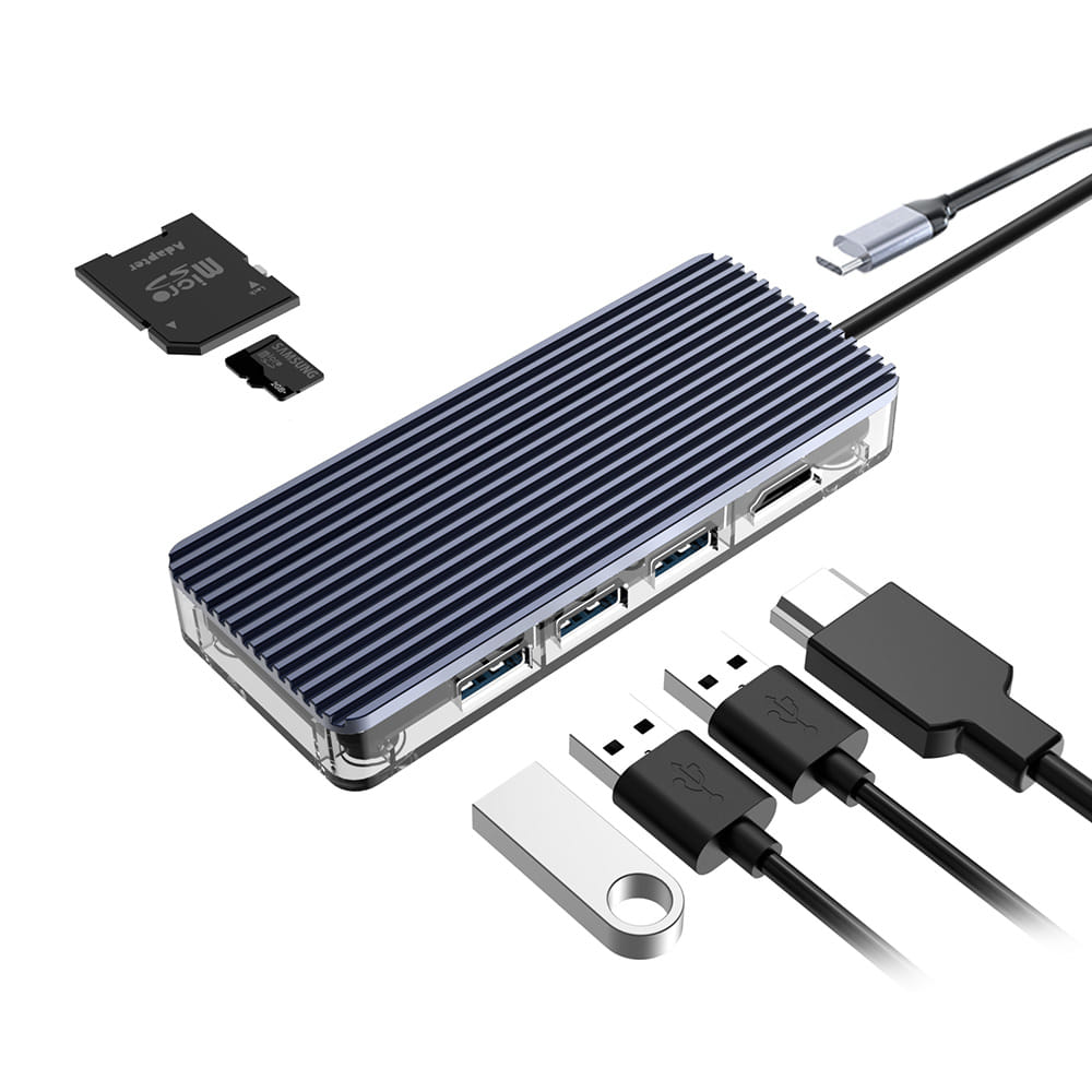 컴썸 6포트 USB 3.0 멀티허브 HDMI 미러링 (USB 3.0* 3 HDMI SD/TF) C-TYPE MULTI PORT, 1개, CT-60TS 12,000원