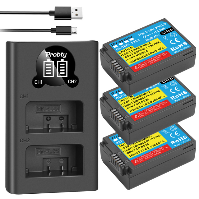 LED 듀얼 채널 충전기 포함 EN-EL25 배터리 니콘 호환 Z50 Z30 ZFC MH-32 2000mAh 167,320원
