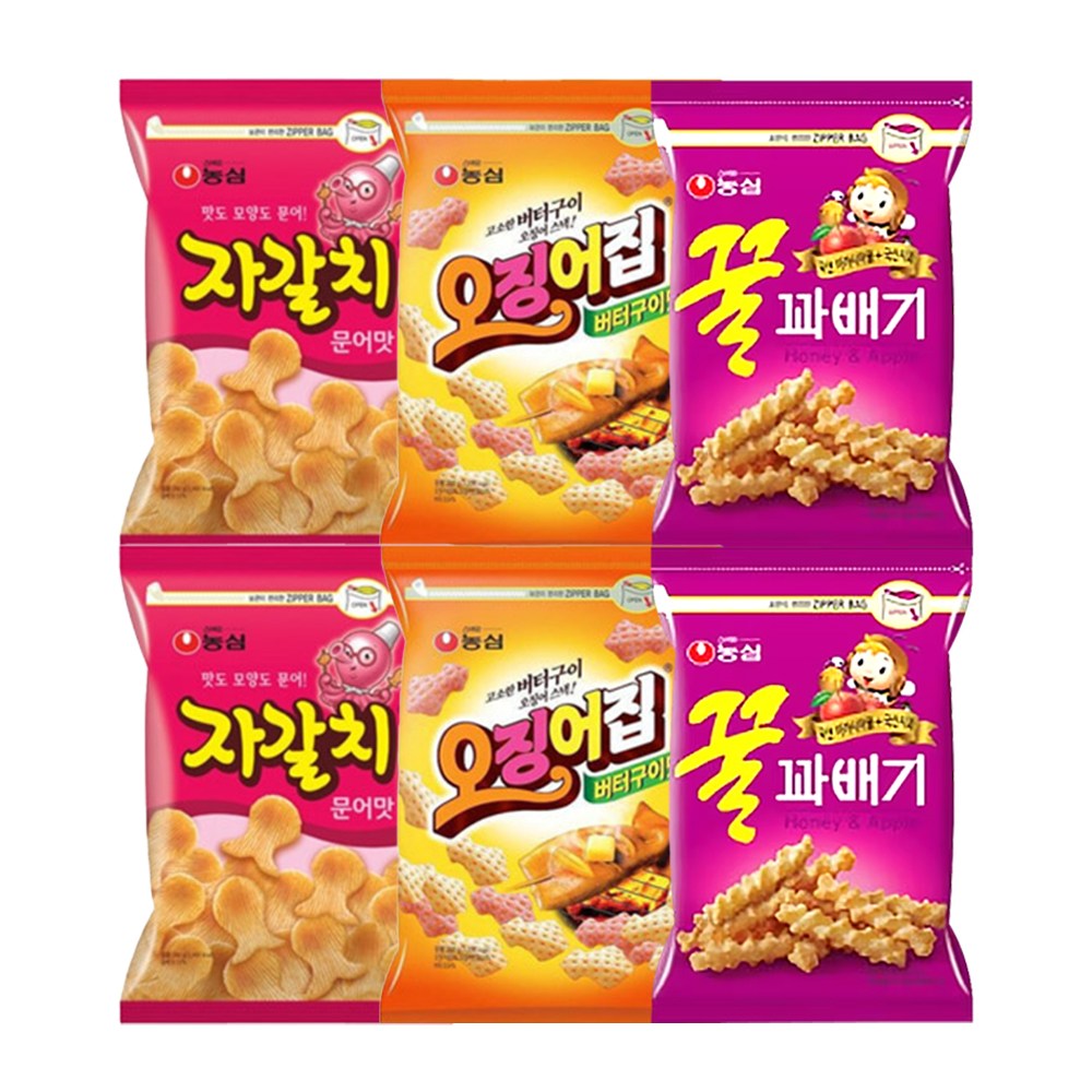 농심 스낵 대용량 지퍼백 자갈치+오징어집+꿀꽈배기 2개씩 35,800원