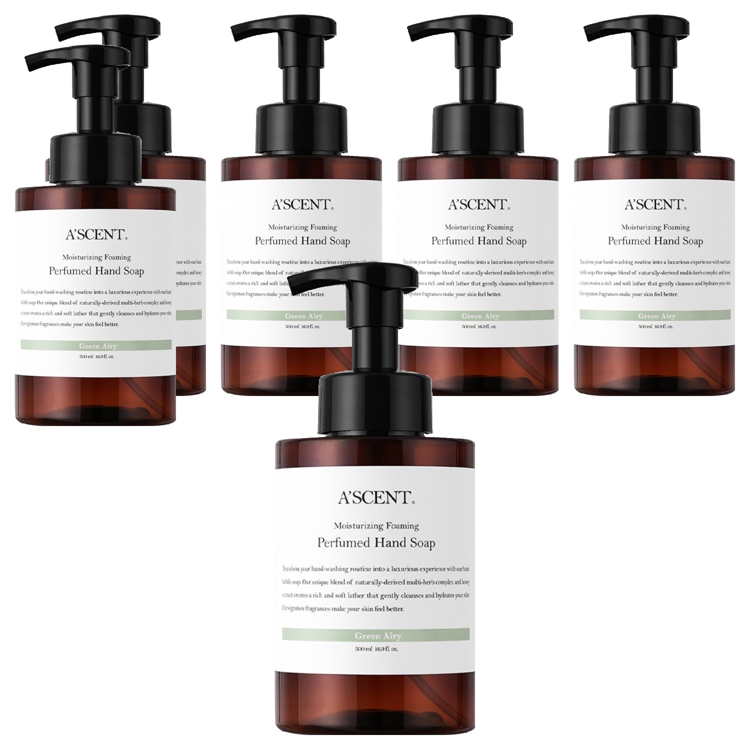 에이센트 퍼퓸드 버블 핸드워시 그린에어리, 500ml, 6개 26,850원