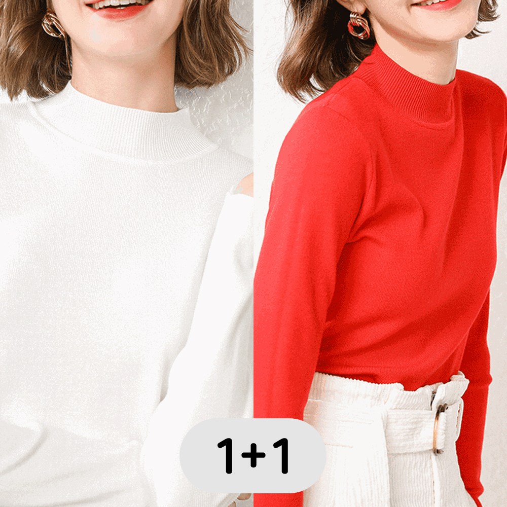 에리페 여성용 하프넥 나루 골지 니트 1+1 33,800원