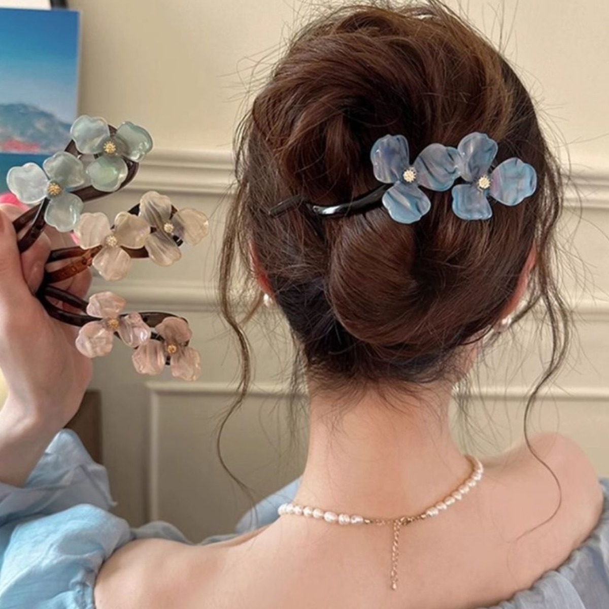 소우샵 플라워 꼬임 바나나핀 올림머리핀 11,900원