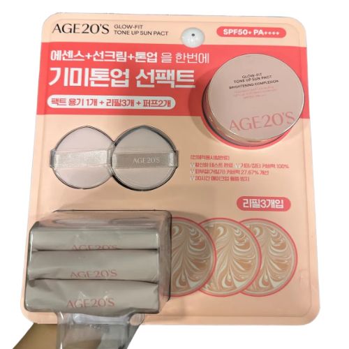 에이지투웨니스 글로우핏 톤업 선팩트 SPF50+ PA++++ 본품1 + 리필3 + 퍼프2 선쿠션 45,000원
