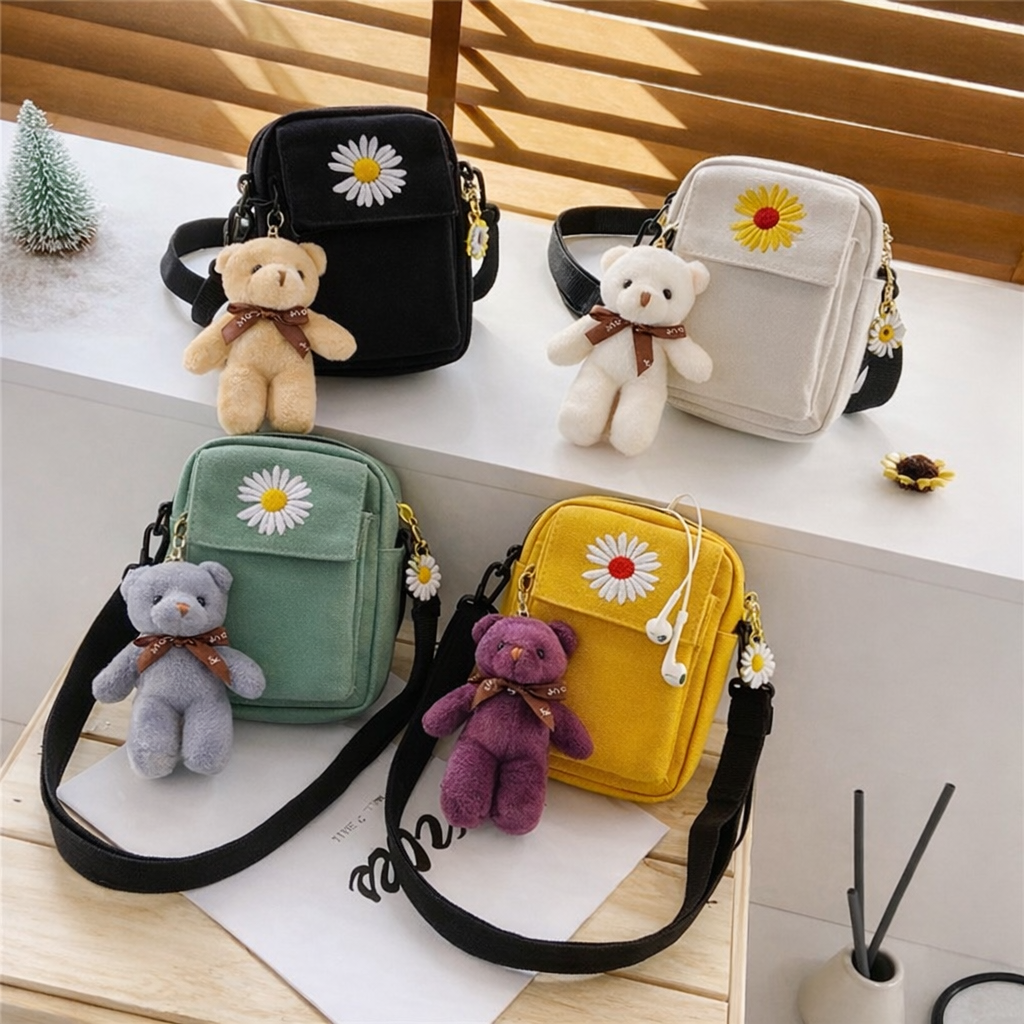 리니데이 데이지 미니 크로스백 휴대폰 보조가방 멀티백 곰돌이키링증정, 현재가 9,800원