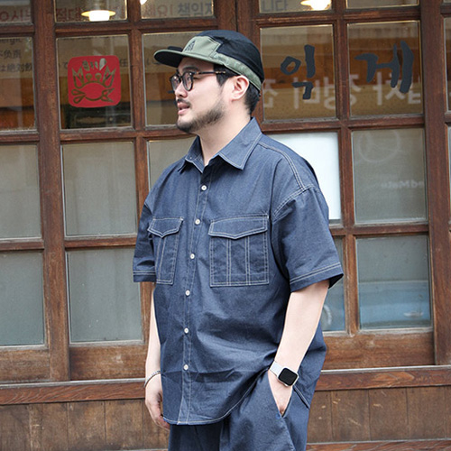 크램프 빅사이즈클럽 남성용 청스티치 포켓 남방 셔츠 43,900원