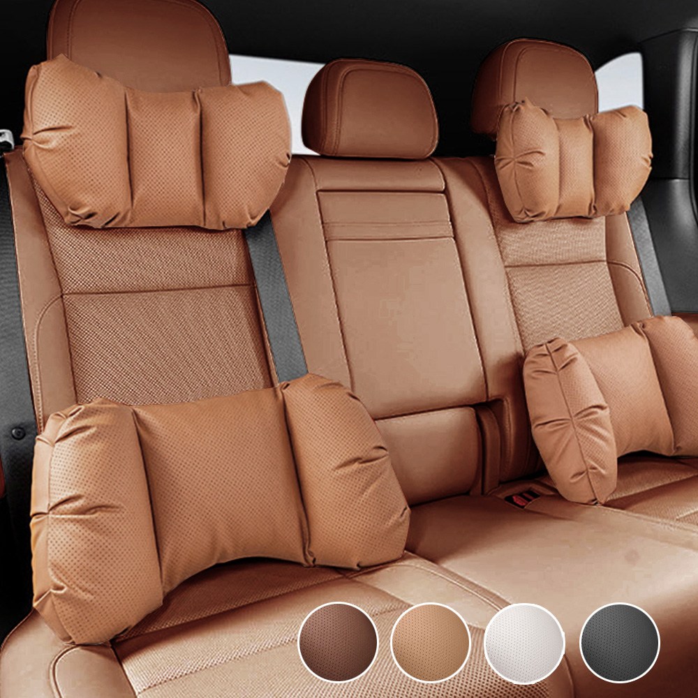 차량용 (목쿠션+허리쿠션) 세트 자동차 목베개 헤드레스트 목받침 허리쿠션 타공 가죽 46,800원