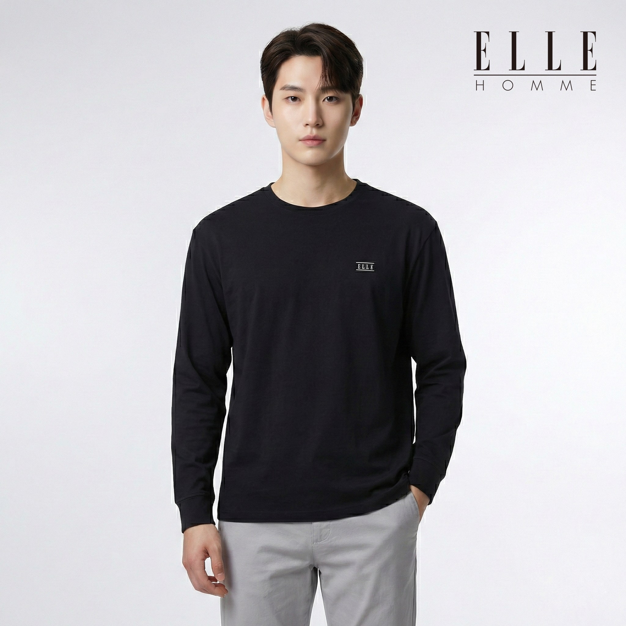 엘르 남성 베이직 코튼 스트레치 긴팔 티셔츠 65501 9 39,000원