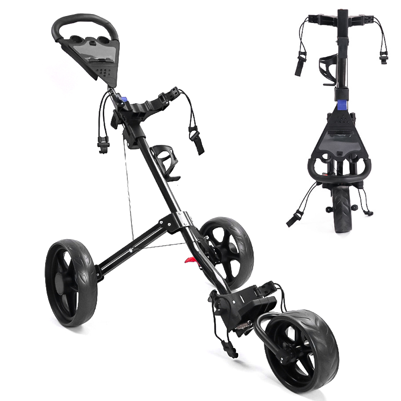 접이식 3륜 골프 카트 경량 캐디라이트 휴대용 골프백 운반차 대용량 수납 가볍고 힘 안드는 미끄럼방지 디자인 블랙, 1개, 흑색 183,000원