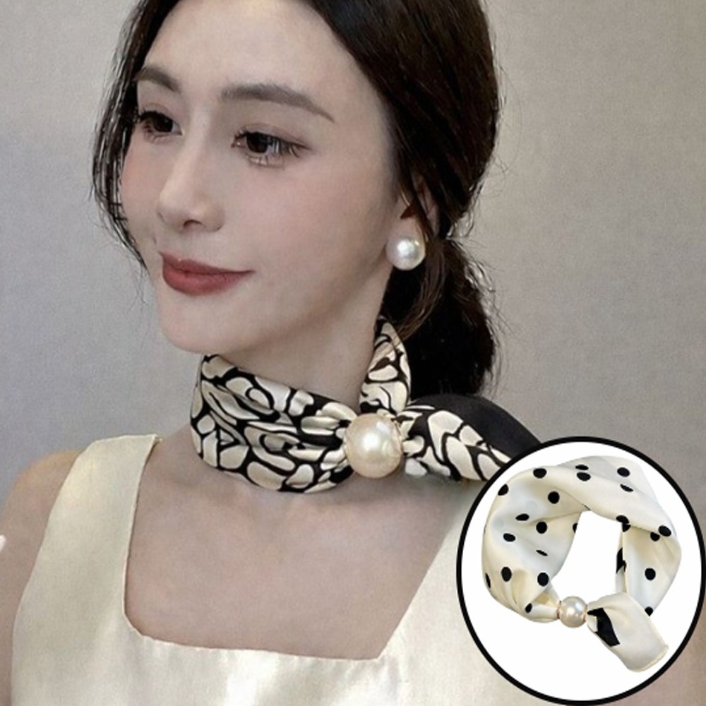 여성 자석 진주볼 스카프 1+1 원터치 쁘띠 포인트 T4147 15,900원