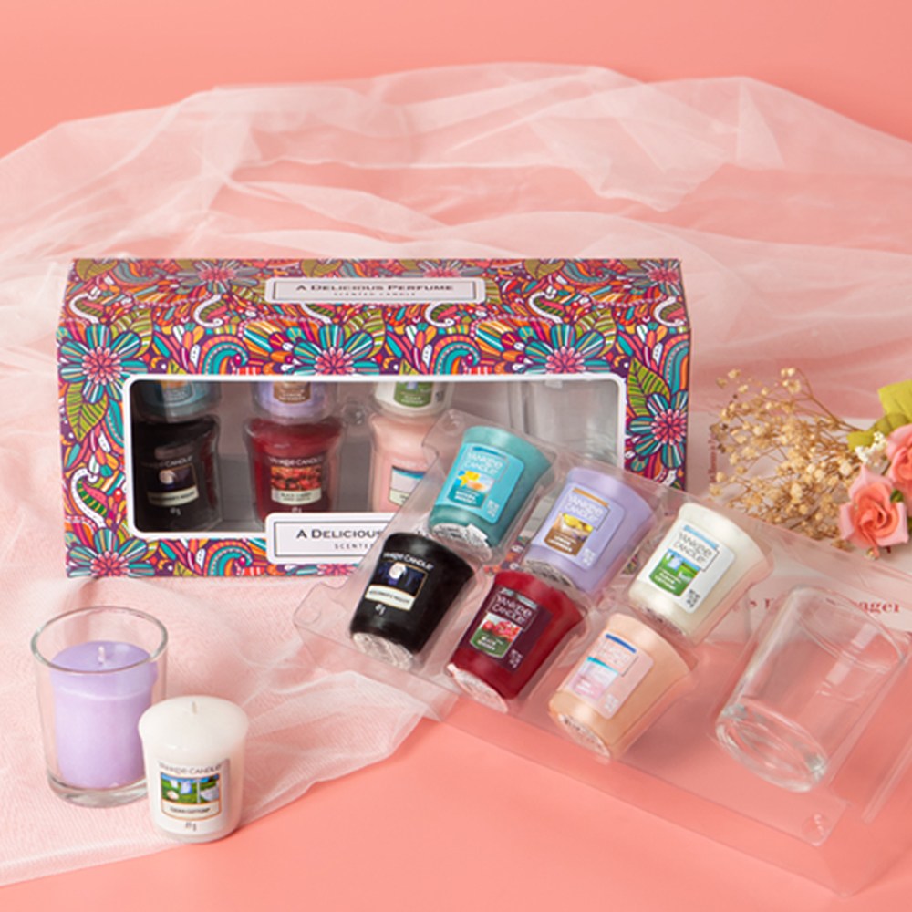 양키캔들 보티브 캔들선물세트, 바하마 브리즈, 블랙 체리, 클린 코튼, 레몬 라벤더, 미드썸머 나잇, 핑크 샌드, 투명(캔들홀더), 현재가 15,900원