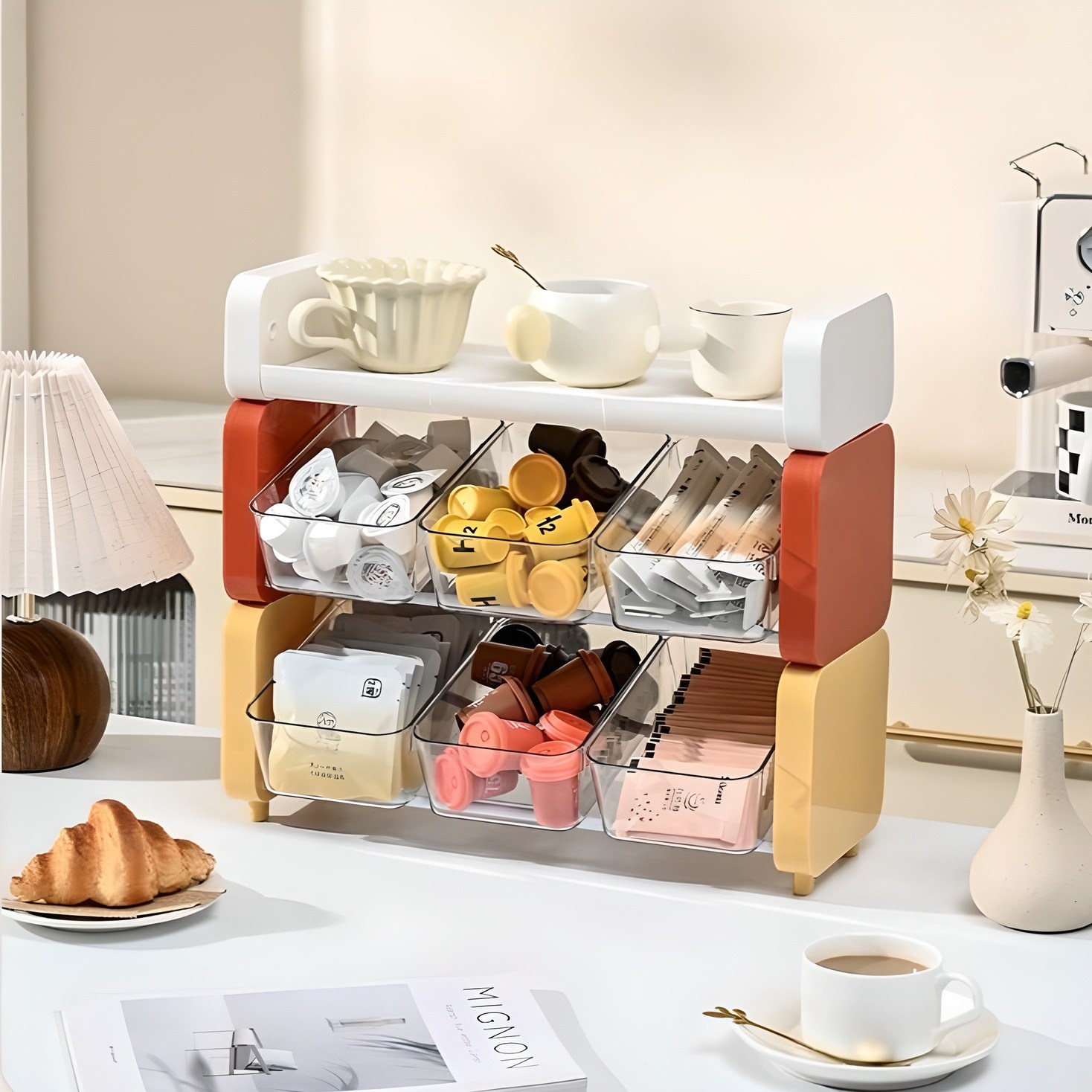 모먼트비 다용도 커피 캡슐 티백 주방 사무실 탕비실 수납 정리함, 1개, 오렌지옐로우 25,580원