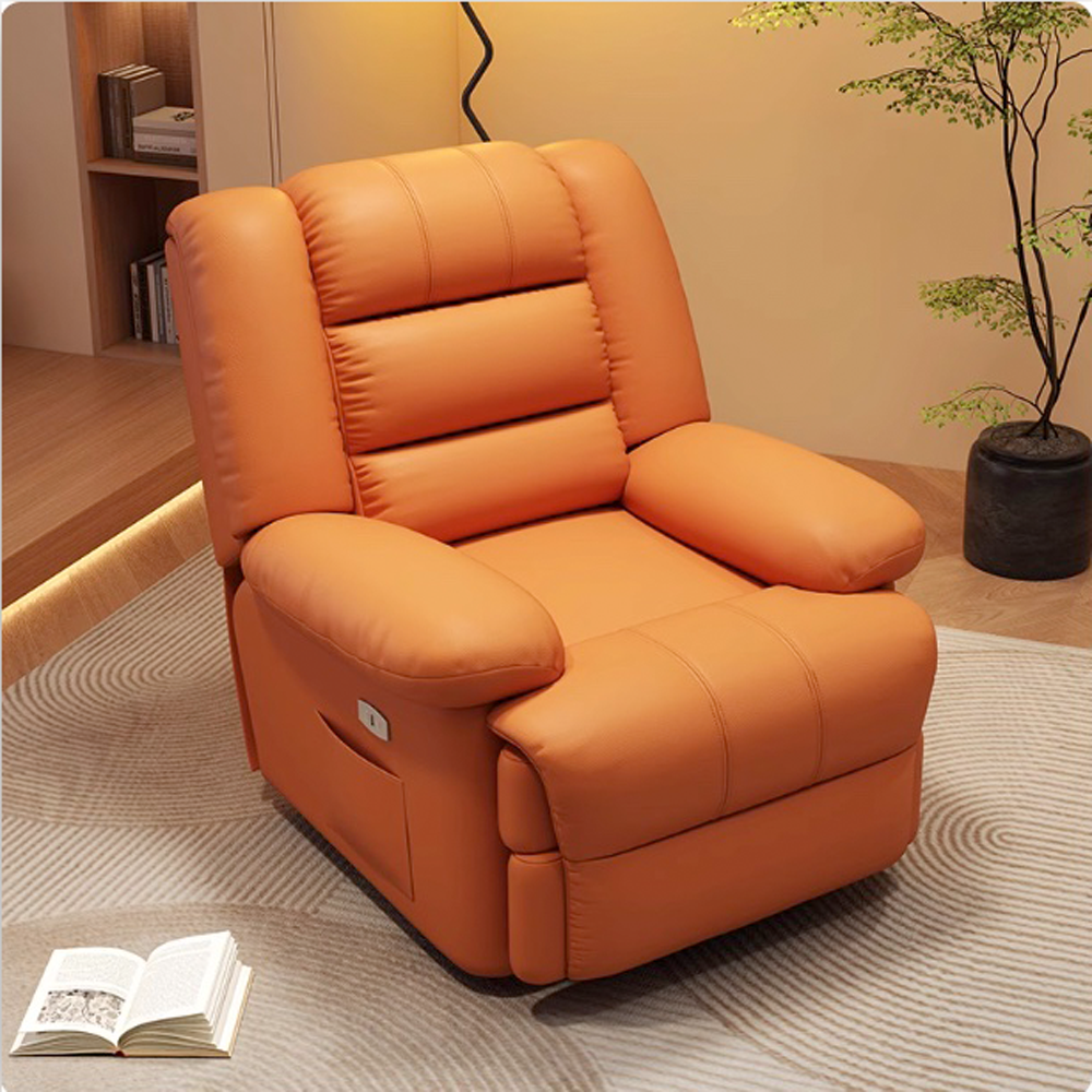 코지핏 전동 리클라이너 1인용 안마의자 무중력 회전 모션 소파 마사지 거실 홈카페 휴식용, 오렌지 319,000원