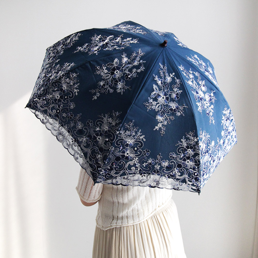 바비수 로베카 스팽글 플라워 자수 2단 양산 46,500원