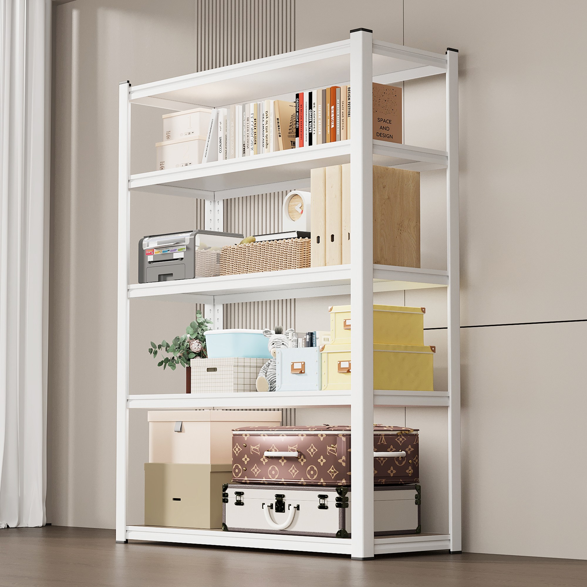 Kleeno 견고한 조립식 철제선반 무볼트 선반 앵글 경량랙, 3단, 흰색 42,540원