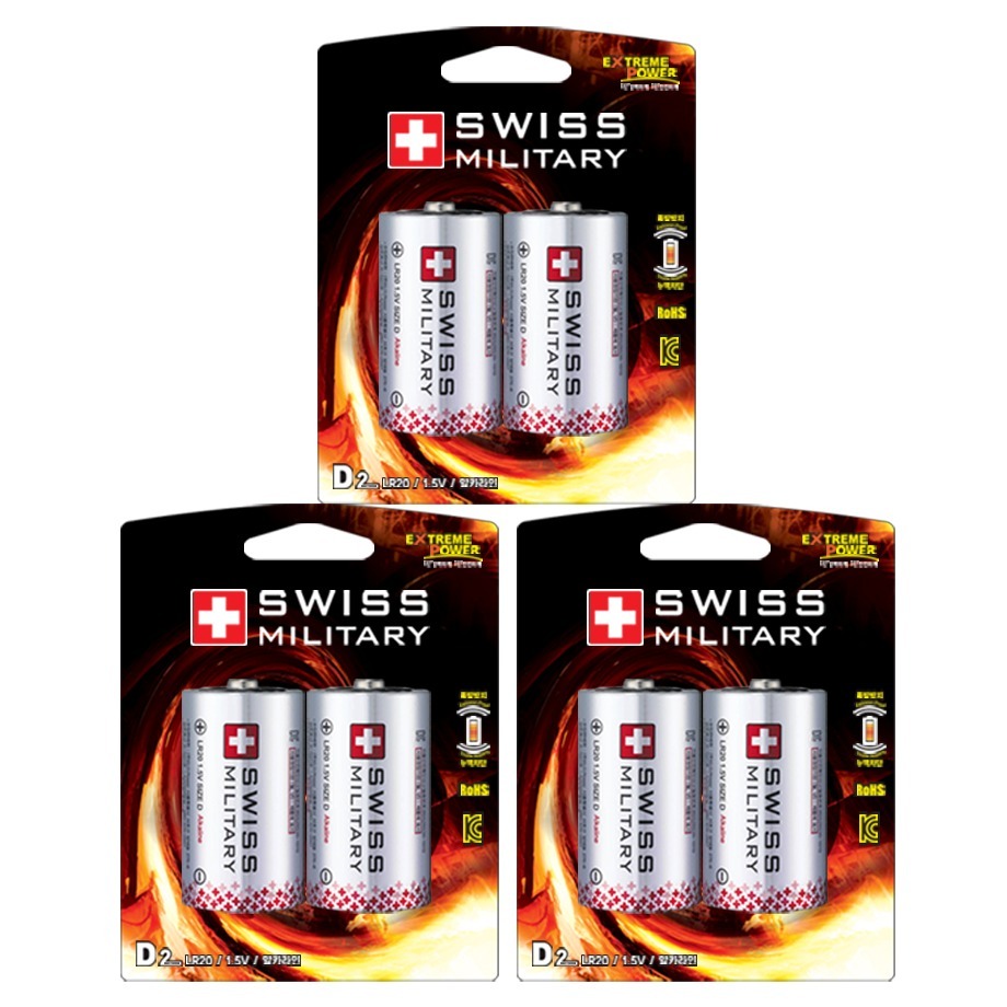 스위스밀리터리 알카라인 카드형 D형 LR20 건전지, 2개입, 3개 9,040원
