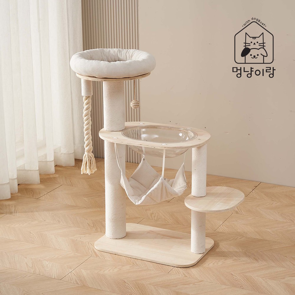 멍냥이랑 원목 캣타워 캣폴 스크래쳐, 1개, 미니 구름 캣타워 3단 64,730원