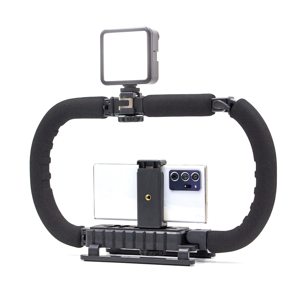 카메라 스마트폰 겸용 촬영 듀얼 핸드 그립 LED 조명 세트 핸들 GRIP 무비메이커 개인방송 유튜브 브이로그 촬영케이지, 1개, 단일색상 47,000원