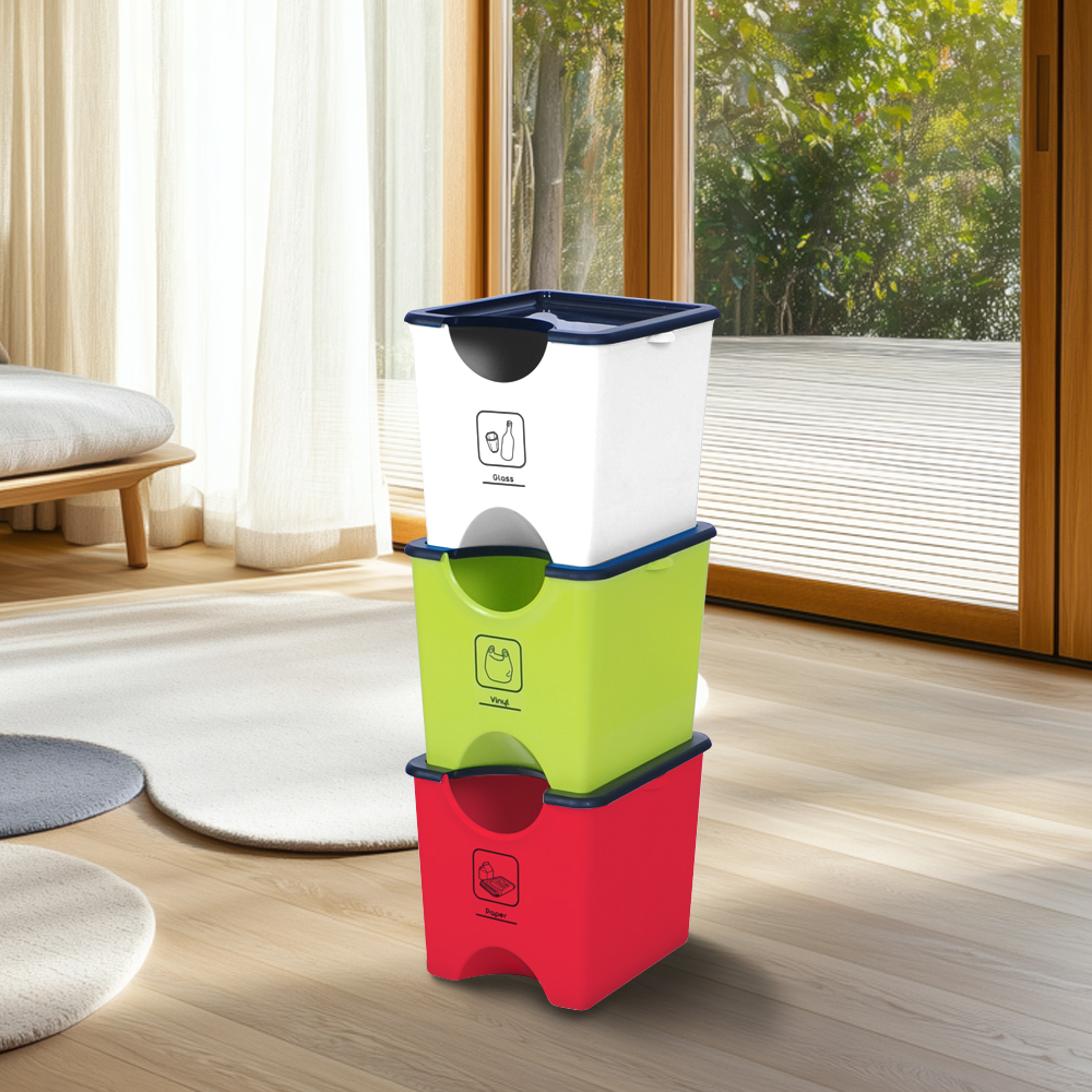 플라팜 에코홀릭 분리수거함 60L 3단, 화이트, 그린, 레드, 1세트 42,060원