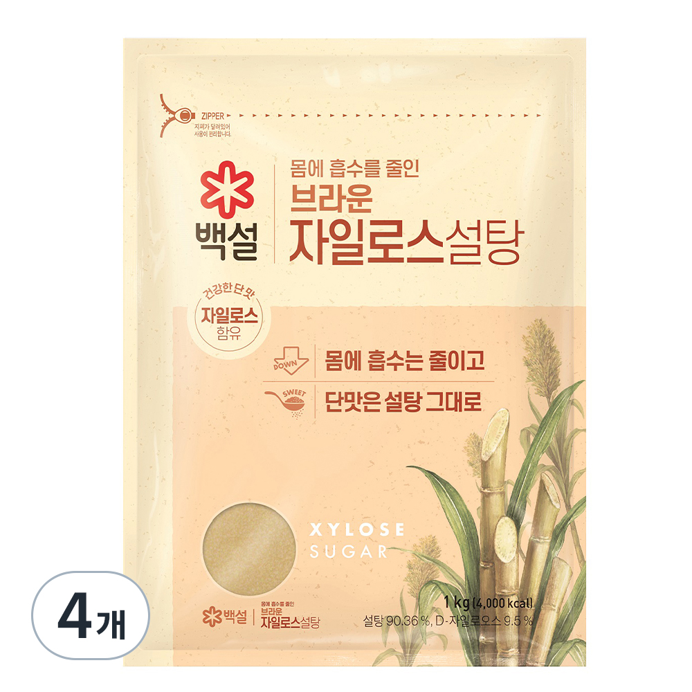 백설 브라운 자일로스 설탕, 1kg, 4개 15,100원