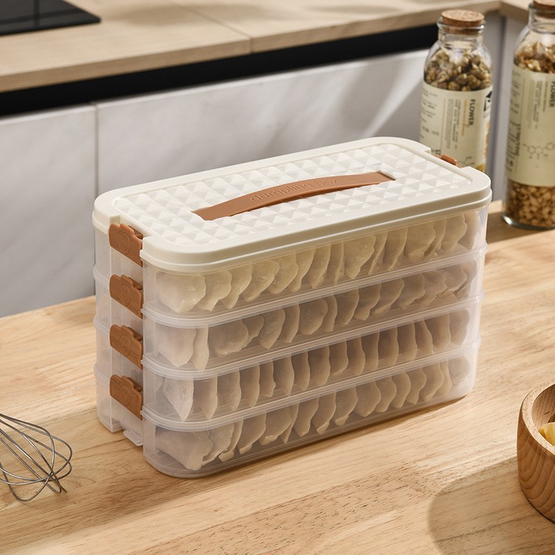 3/4단 냉동보관함 만두보관용기 납작 용기 냉동 냉장고 수납함  만두 떡 보관 용기 정리함(가정용 냉장고 관리 필수품), 현재가 11,600원