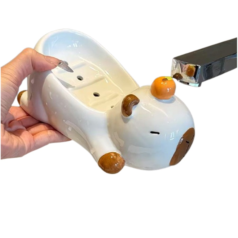 다온느루 카피바라 비누 물빠짐 받침대, 1개, 화이트 카피바라 비누 받침대 18,500원