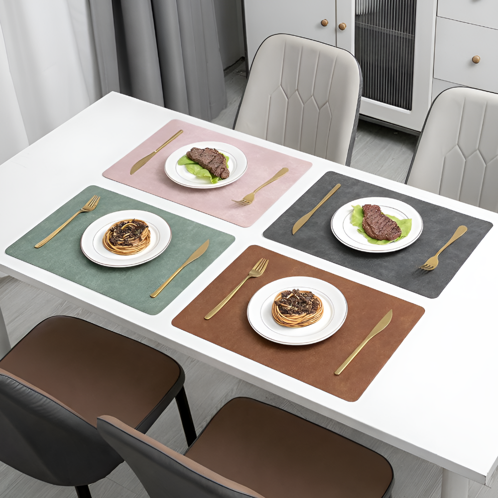 유즈나인 북유럽 감성 가죽 식탁 테이블 매트, 1개, 43 x 30 cm, 그레이 3,200원