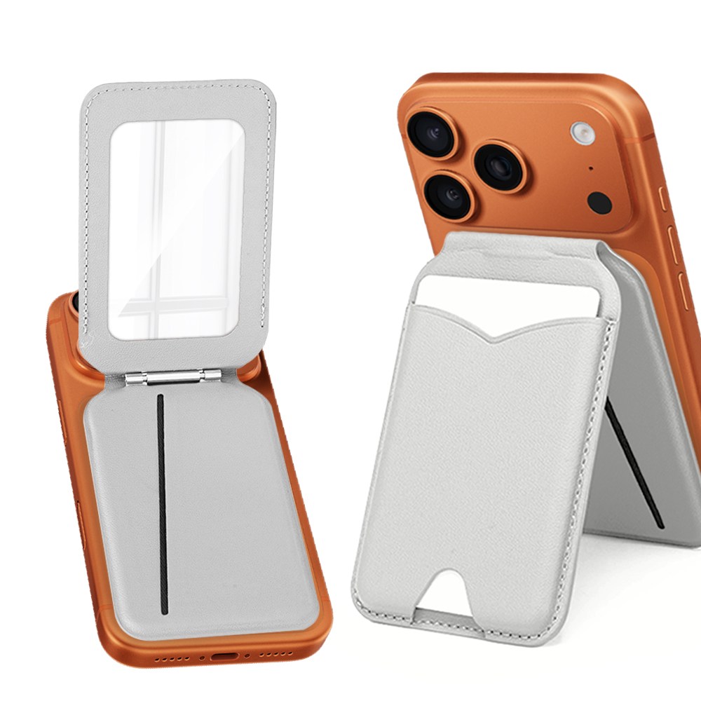 EVOL 강한자력 맥세이프 3장수납 스탠드 가죽 거울 카드지갑 거치대, 1개, 내추럴 화이트 17,200원