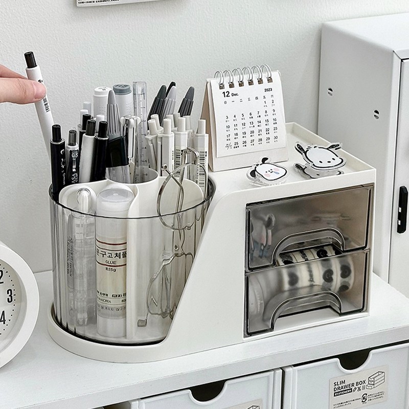 리소움 360도회전 다용도 올인원 연필꽂이, 화이트, 1개 14,000원