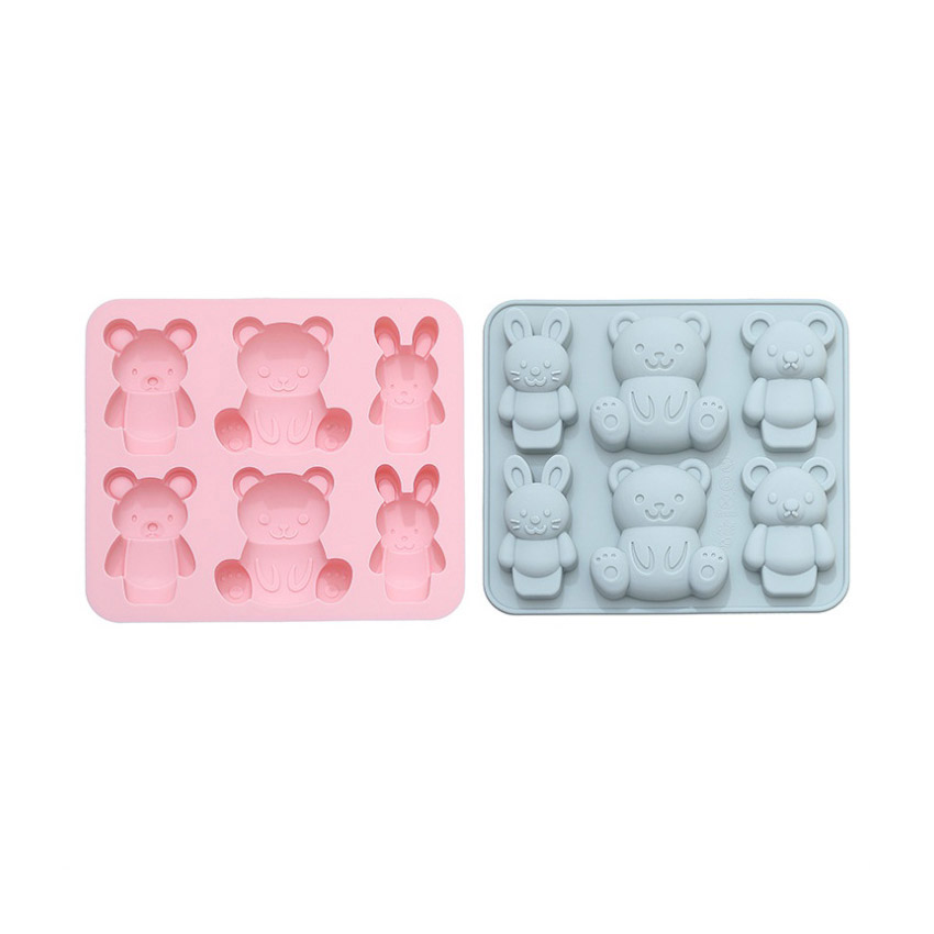 이홈베이킹 곰과토끼 실리콘몰드 6구 2종 세트, 블루 + 핑크, 1세트 12,330원
