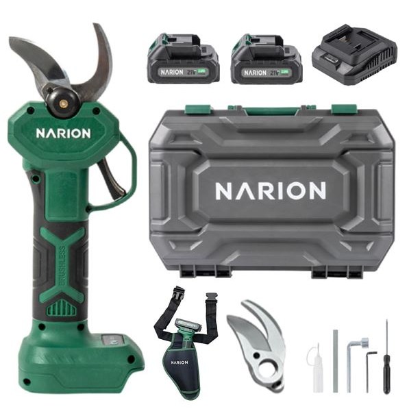 나리온 전기 전동 충전 전지 가위 35mm 21v 배터리2개 풀세트 전정 공구 기본형 다목적 만능 전기 충전식 나무 가지치기 원예 작업 정원 대형 과수원 수목원, 1세트 208,000원