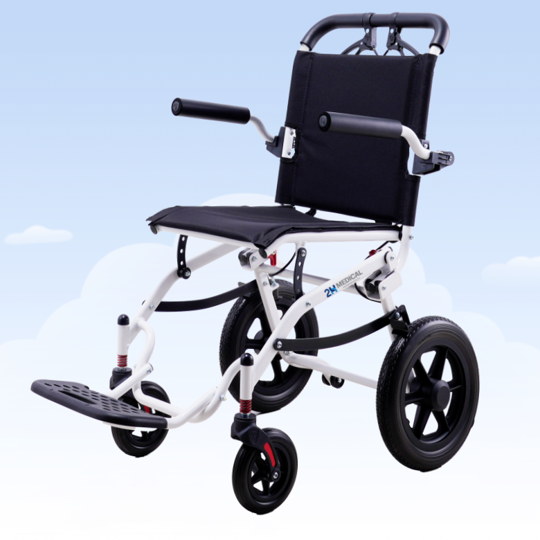 2H메디컬 핸디휠체어 - 7.3kg 초경량 알루미늄 수동 접이식 여행용 (LPG 차량 적재 가능), 1개, 핸디휠체어플러스형 220,000원