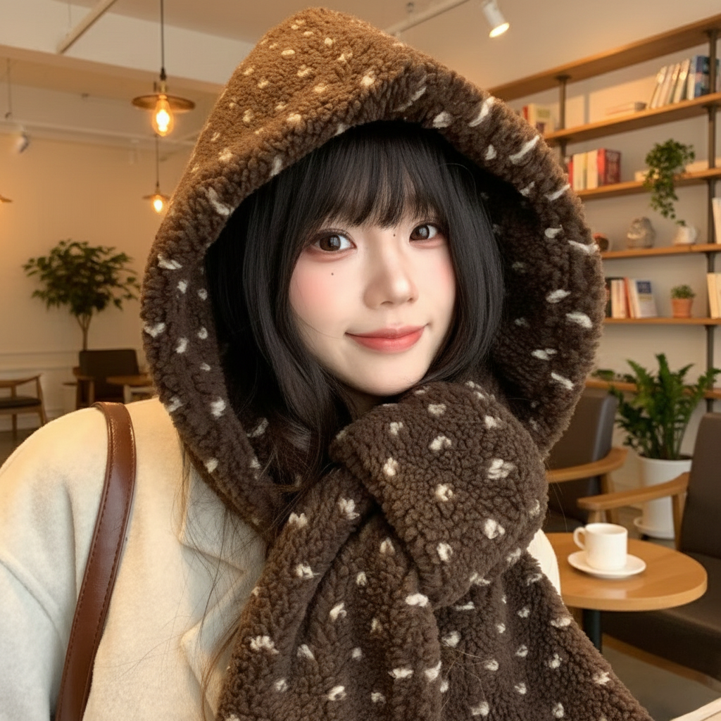 수린 덤블 양털 도트 바라클라바 방한 후드넥워머 겨울 23,900원