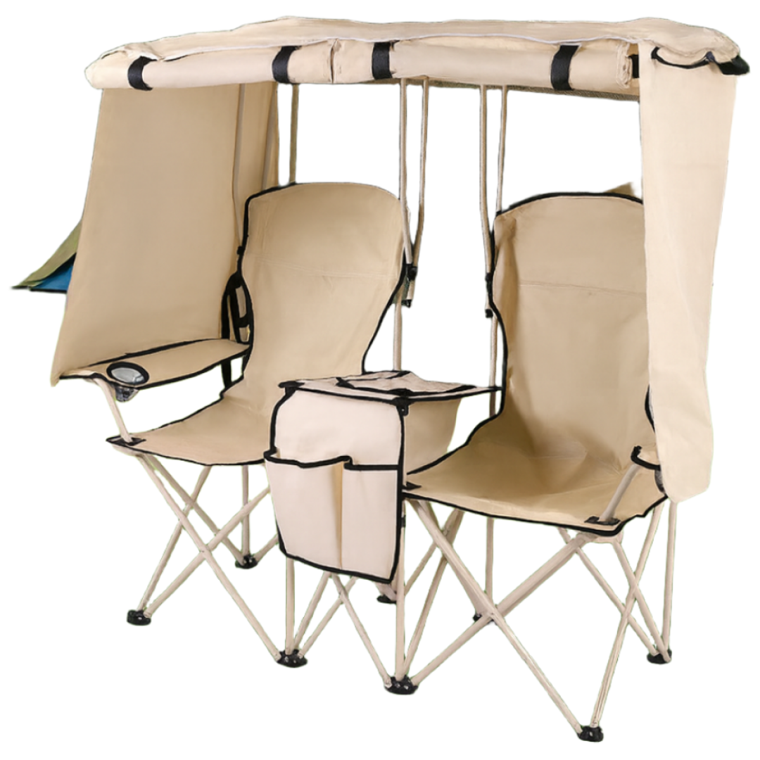 제니로이드 2인용 캠핑 낚시 해변 겸용 접이식 의자 일체형 차양 & 방수 캐노피 디렉터 체어, 카키 베이지 179,000원
