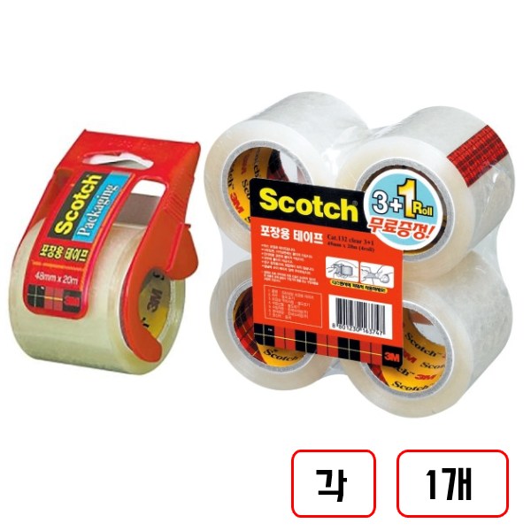 3M)포장용테이프(132/48mm*20m), 1세트, (132D 투명)+(132R(3+1)투명)각1개씩총2개 19,800원