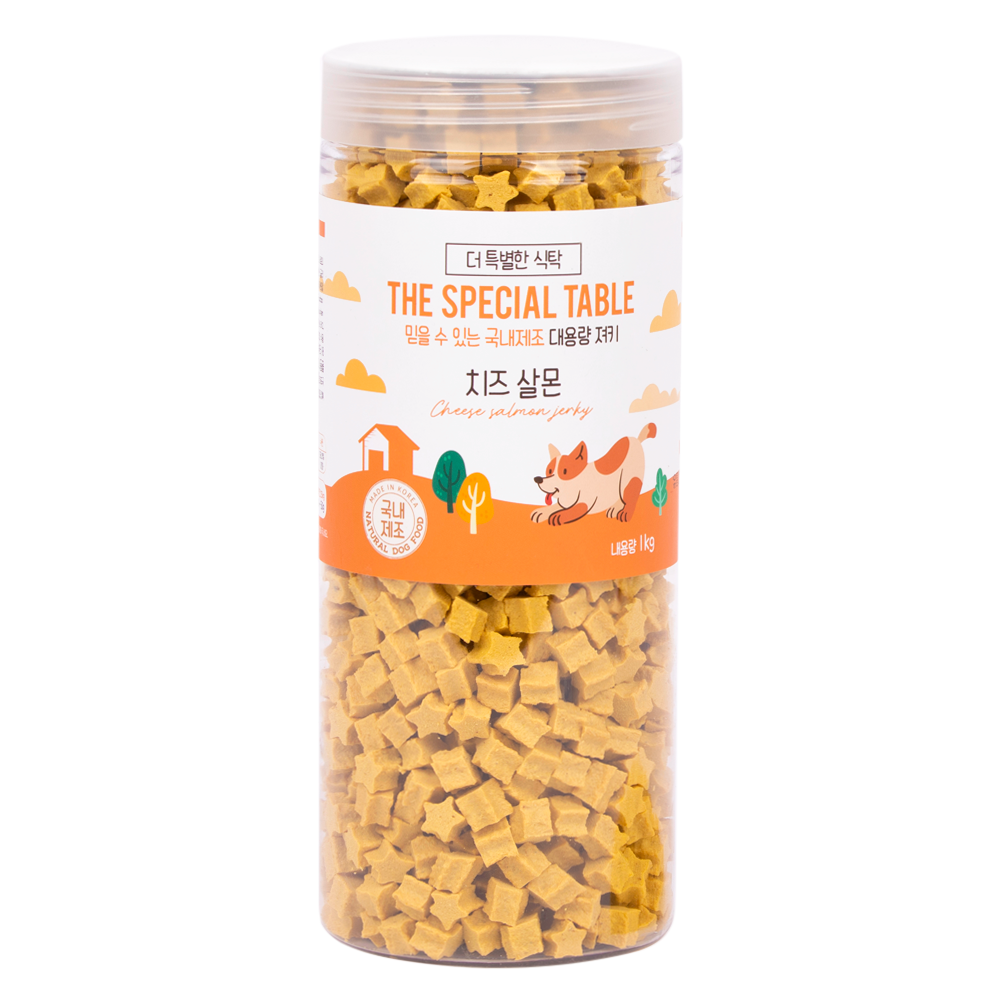 푸디 더특별한식탁 강아지 간식 프리미엄 져키 육포 트릿, 1kg, 1개, 치즈 살몬 14,900원