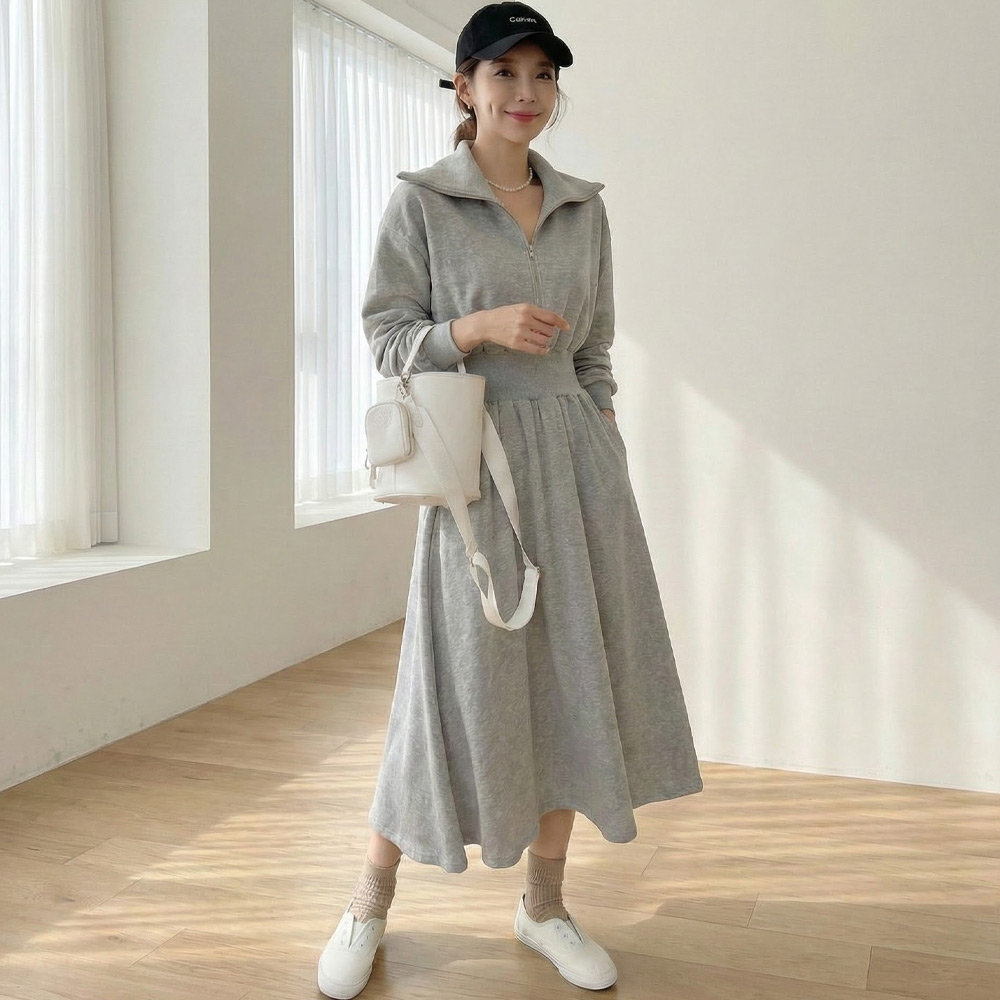 빅사이즈 여성 데일리 집업 카라 롱원피스 D119-7 인브코 44-120 봄가을 36,900원