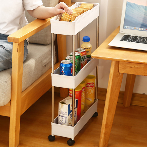 Villertech  틈새수납 트롤리 13cm 냉장고 옆 세탁기 옆 캐스터 후크 바스켓 탄소강 수납 선반 13,140원