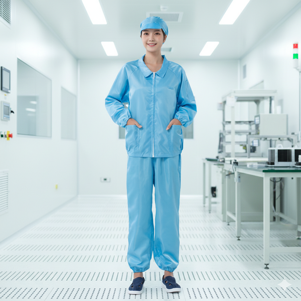 제전복 투피스 Y카라 긴팔 정전기방지 EDS 방진복투피스 반도체 무진복 크린룸 상하세트, 1세트, 블루 10,900원