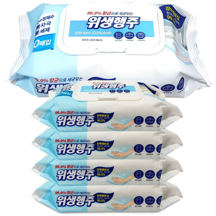 위생행주 강력엠보싱 99.9% 항균 80매 x5개 6,600원