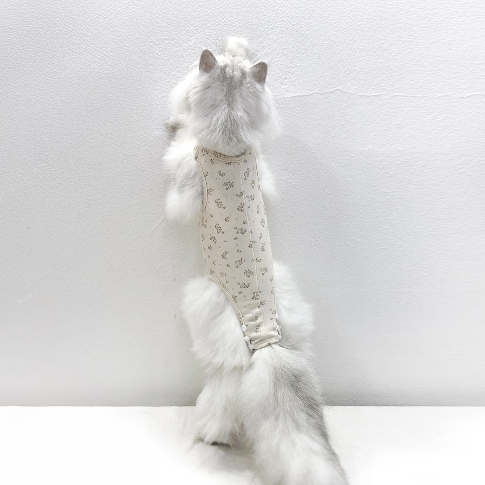 호나미네 핸드메이드 고양이옷 오가닉 그레이봉봉 중성화수술복, 1개, 내추럴 15,000원