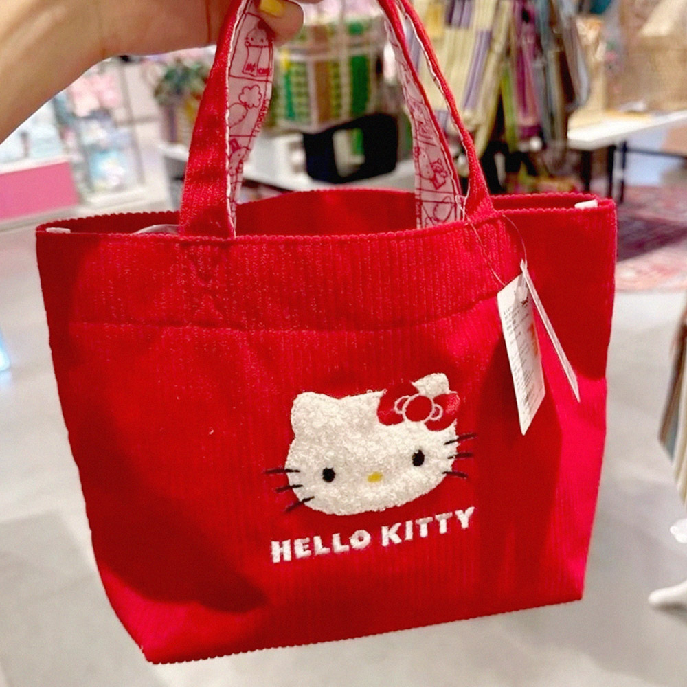 헬로키티 코듀로이 미니 에코백 귀여운 코듀로이 손가방 18,900원