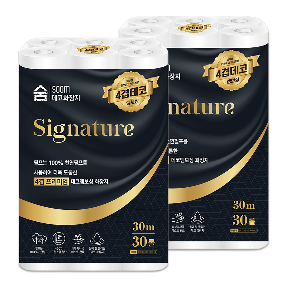 숨 시그니처 화장지 4겹, 30m, 30개입, 2개 27,980원