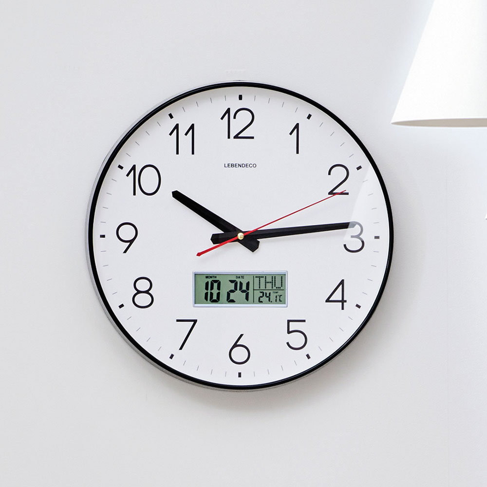 레벤데코 듀얼 캘린더 온도 무소음 대형 벽시계 21,400원