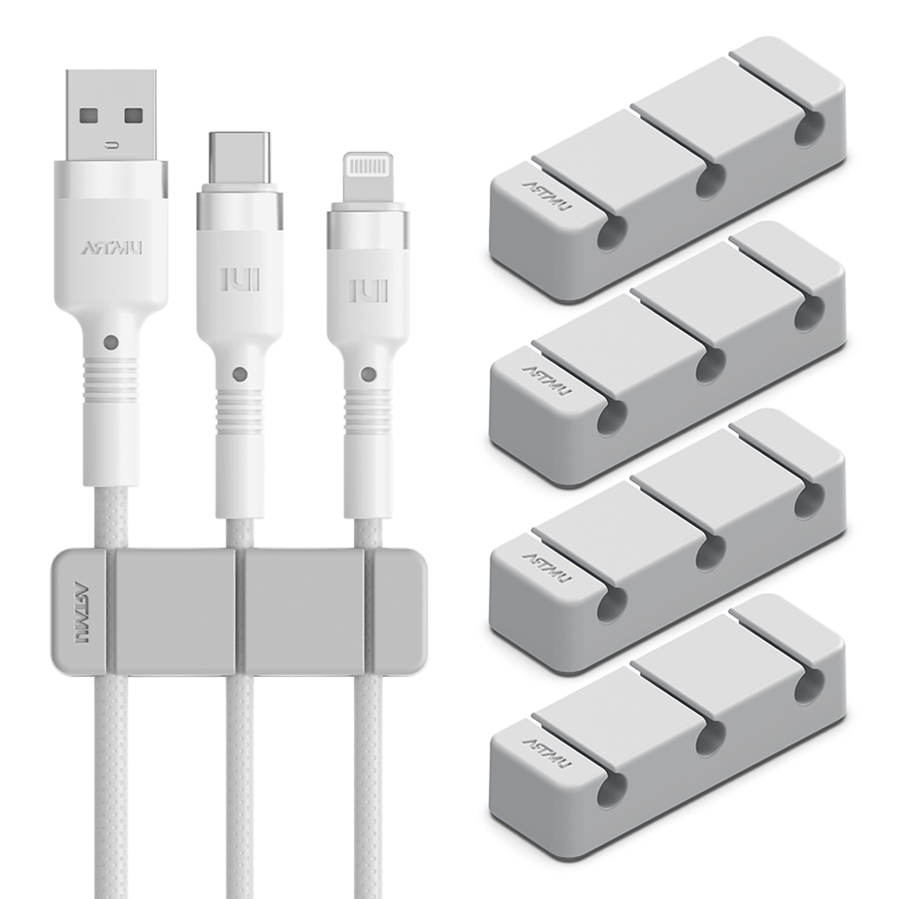 아트뮤 실리콘 케이블 선 정리 고정 홀더 3구 그레이, 5개 3,500원