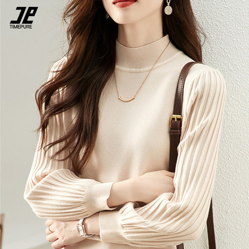 TIMEPURE 봄가을 여성 반하이넥 이너웨어 니트 티셔츠 슬림핏 28,900원