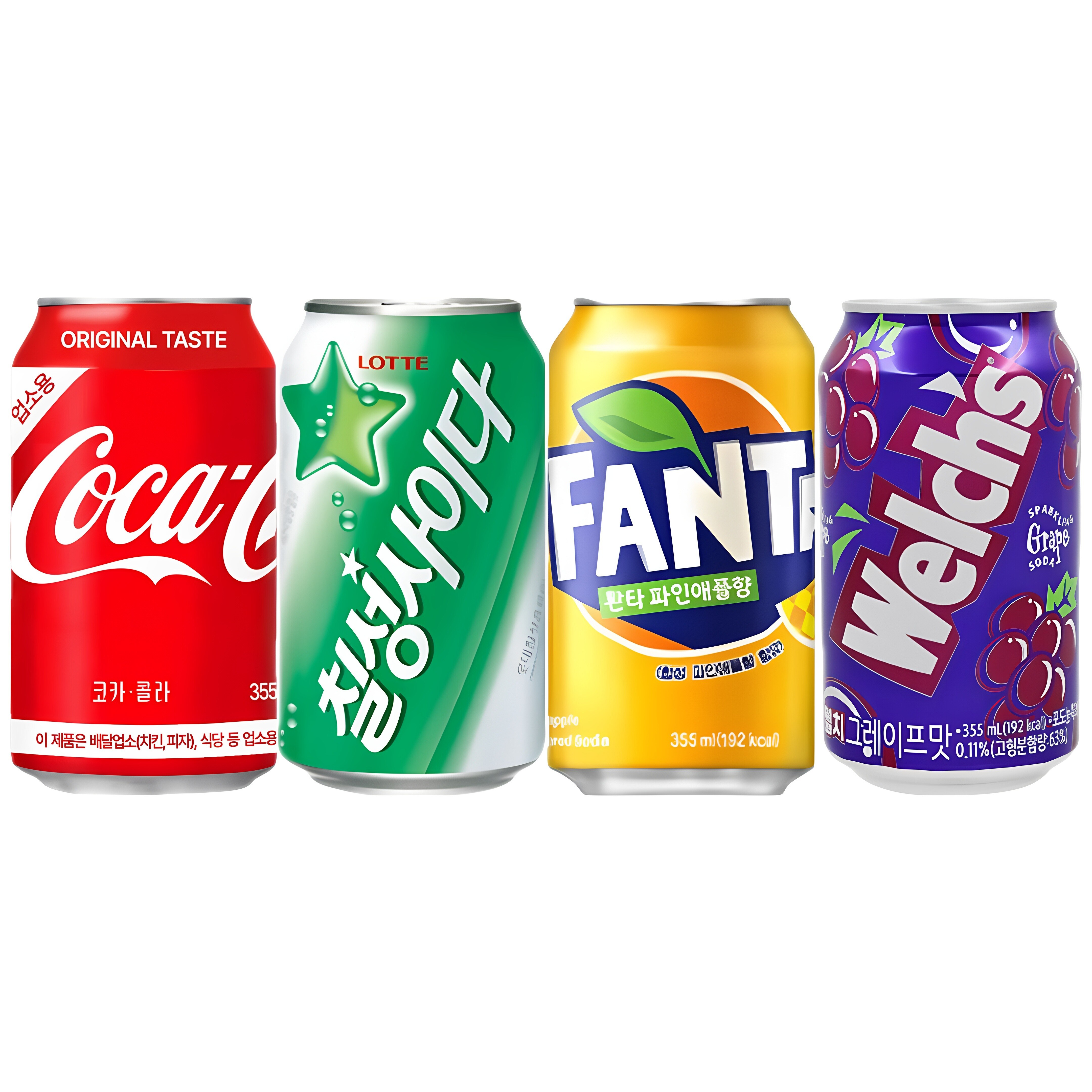 [뚱캔4종기획전] 코카콜라6+칠성사이다6+환타파인애플6+웰치스포도6 / 총 24캔 21,490원