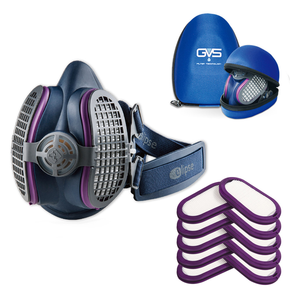 GVS 일립스 특급 방진마스크 세트 P100 필터장착 SPR451소형 SPR457대형 (본품+교체필터5+케이스1) 먼지 규진 석면 콘크리트 시멘트 유리섬유 석탄 납분진 금속 69,160원
