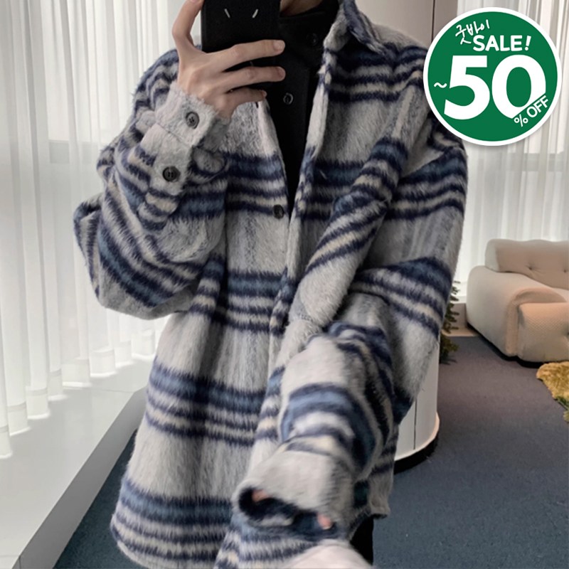 킹앤조이 타이탄 빅체크 브러쉬 하프 코트 38,800원