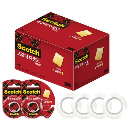 스카치 다용도 테이프 초강력 SH1820D 2개 + SH1220R 4롤 18mm x 20m, 현재가 21,900원